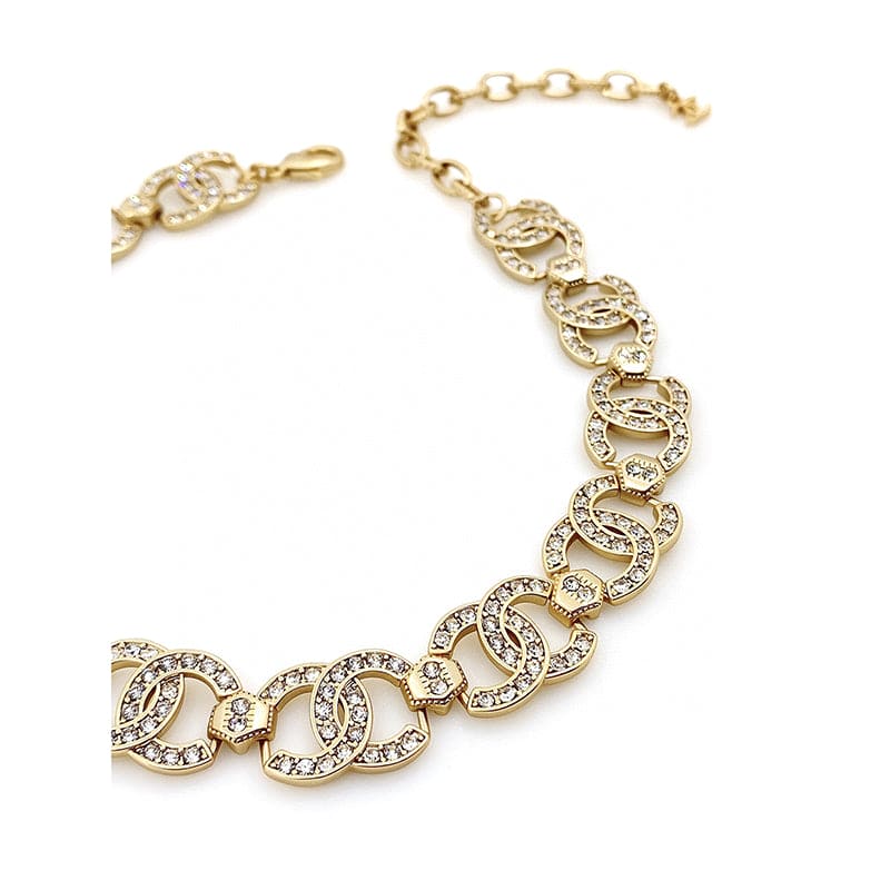 18K Rhinestone 2021 Chanel Interlocking Choker Necklace