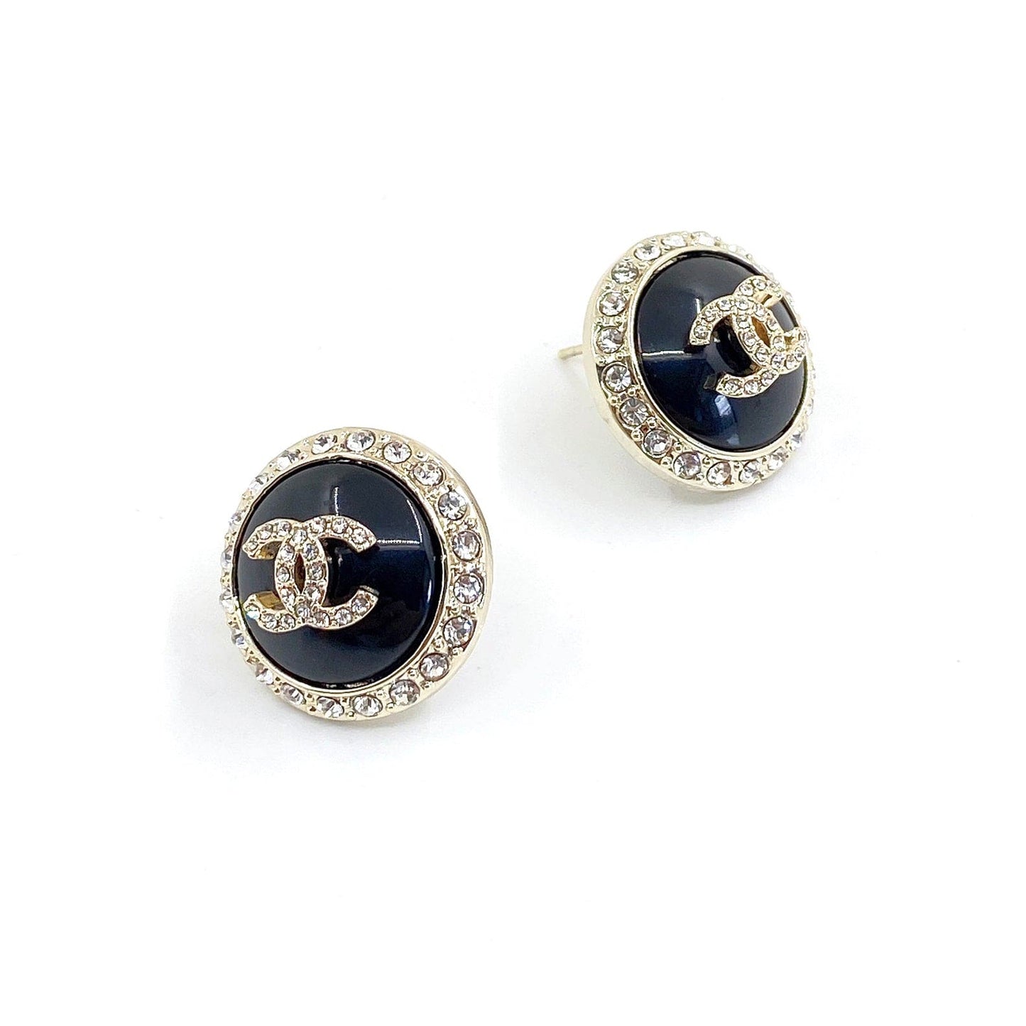 18K Chanel Black Crystal Earrings