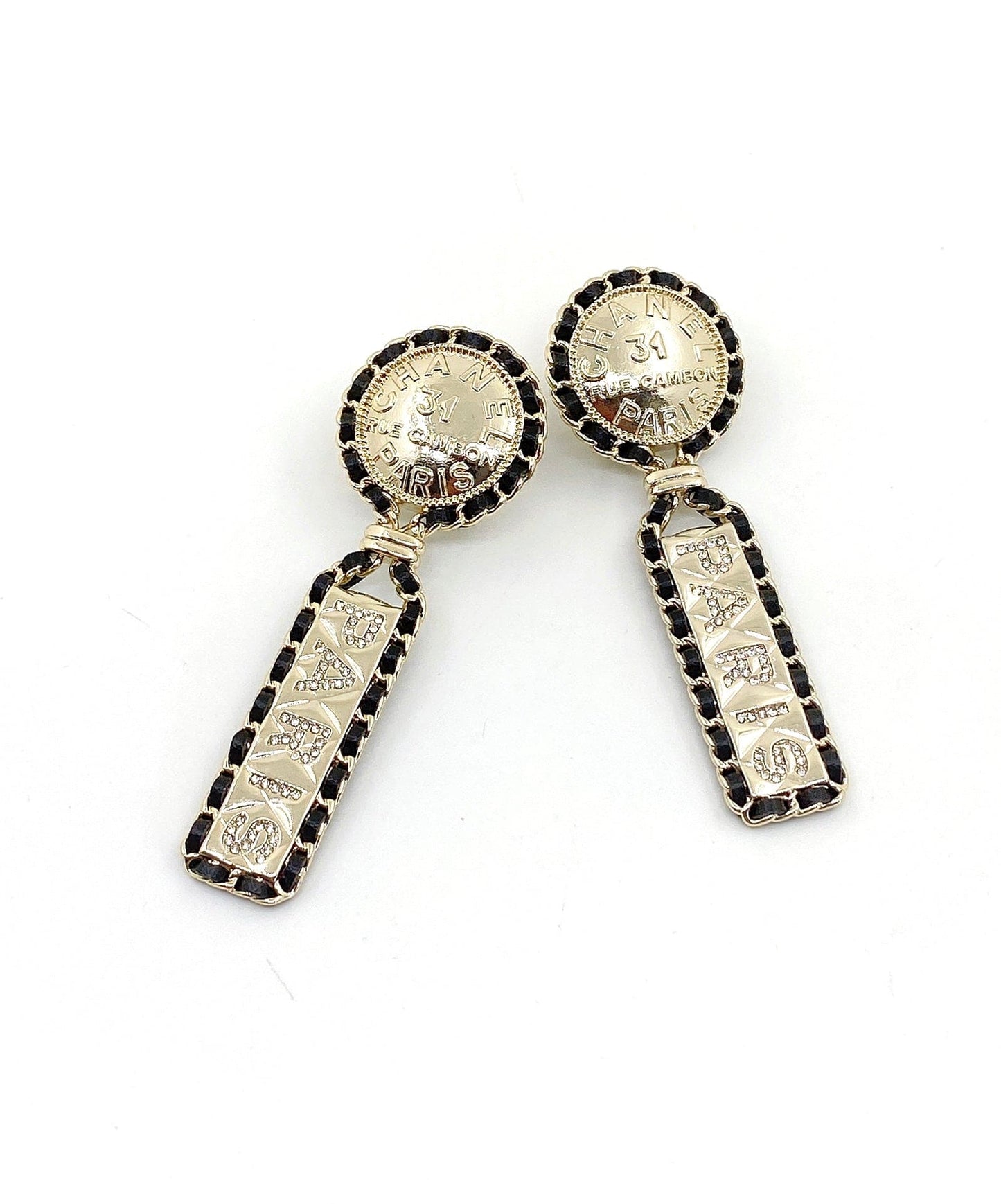 18K Chanel Leather Earrings