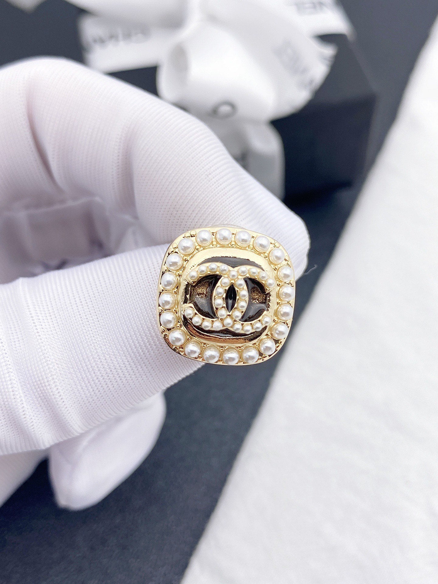 18K Chanel Square Crystal Earrings
