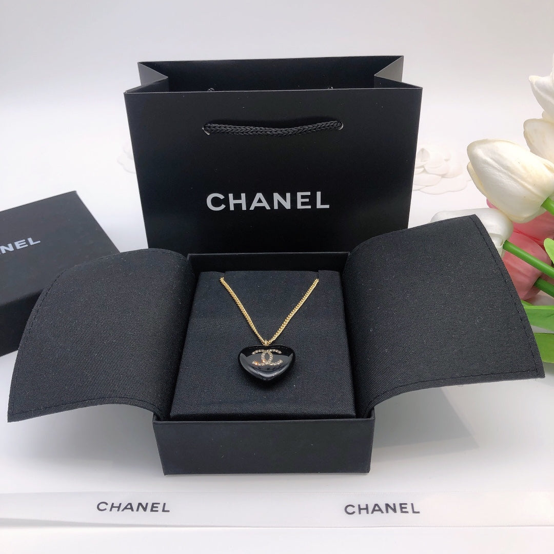 18K Chanel Black Heart Necklace