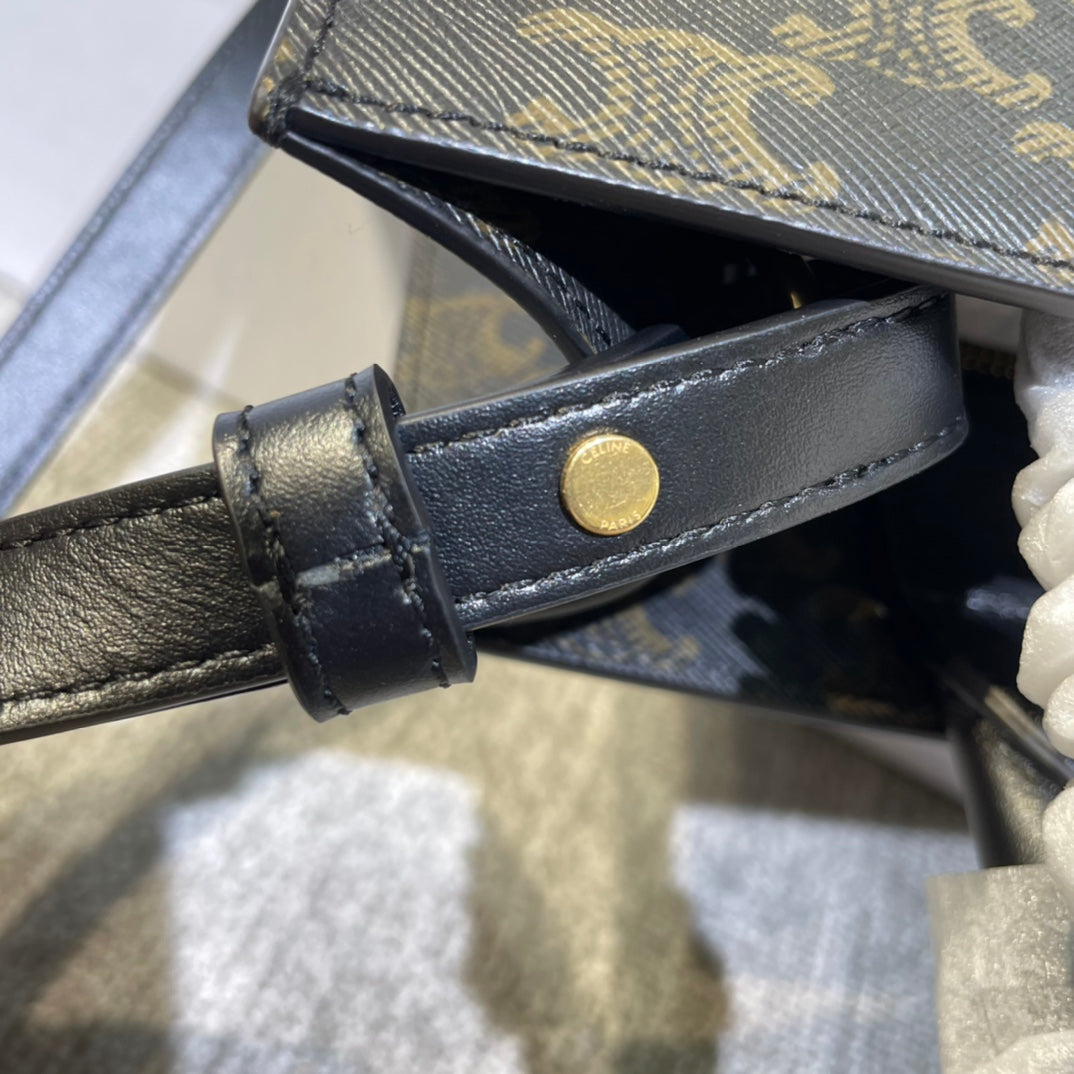 CELINE TRIOMPHE 32 BLACK IN PATTERN CALFSKIN