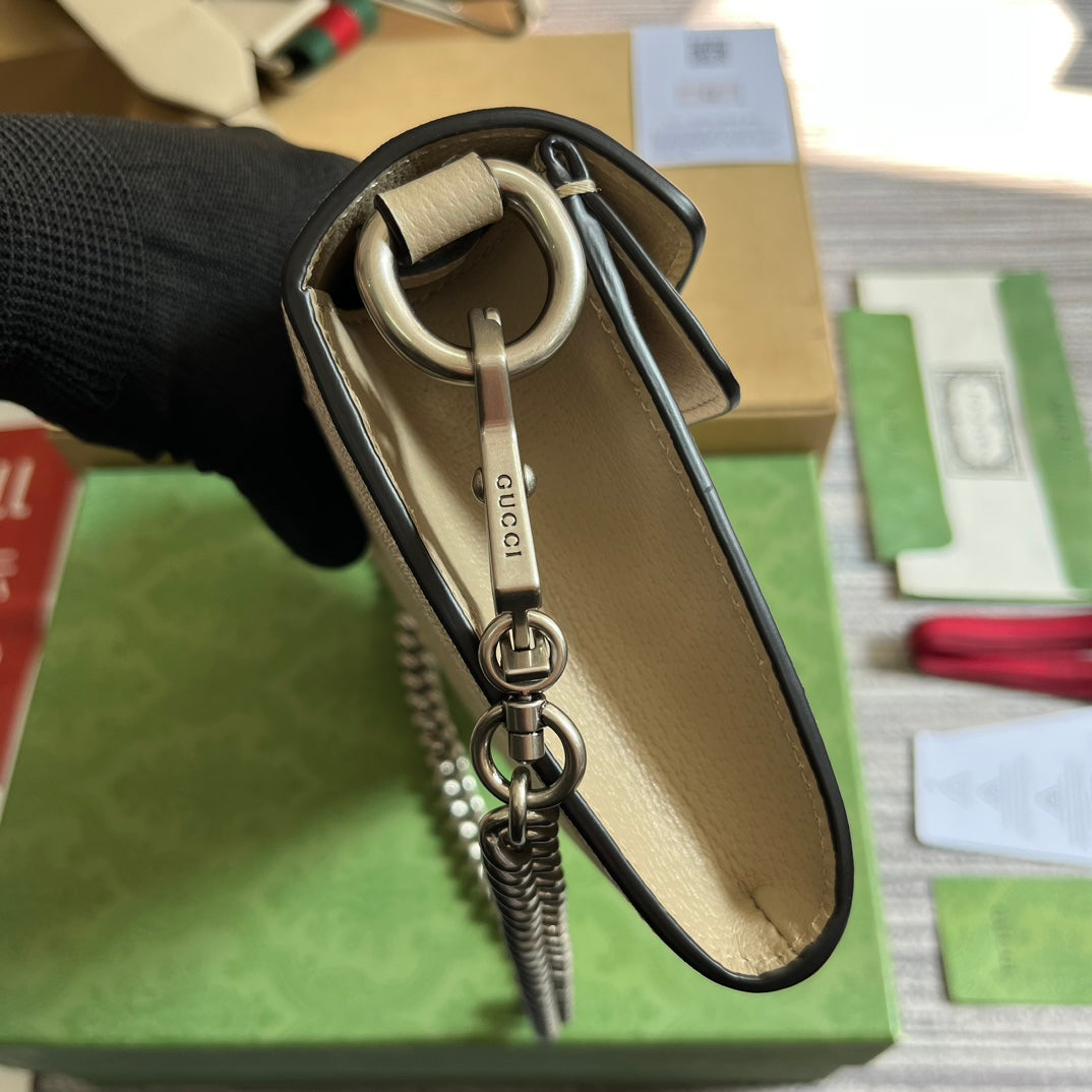 GUCCI DIONYSUS 25 SMALL RECTANGULAR BAG IN BEIGE CANVAS
