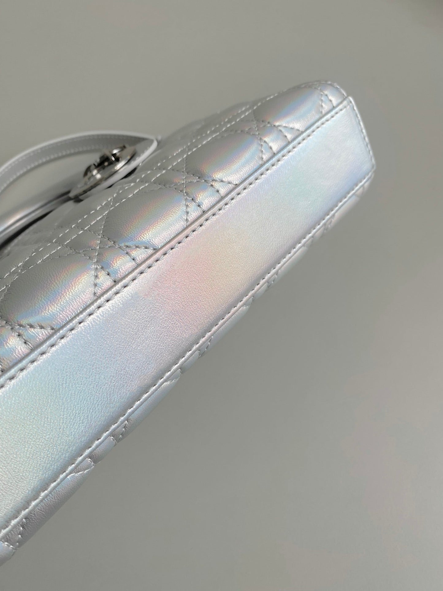 DIOR D-JOY BAG 22 IN SILVER LAMBSKIN