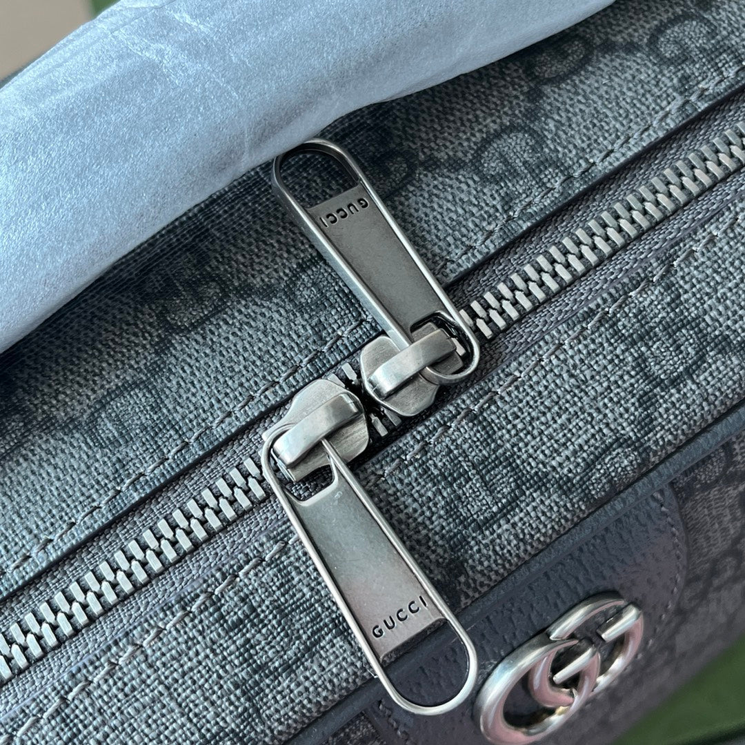 GUCCI OPHIDIA SHOULDER BAG 36 IN DARK GREY CALFSKIN