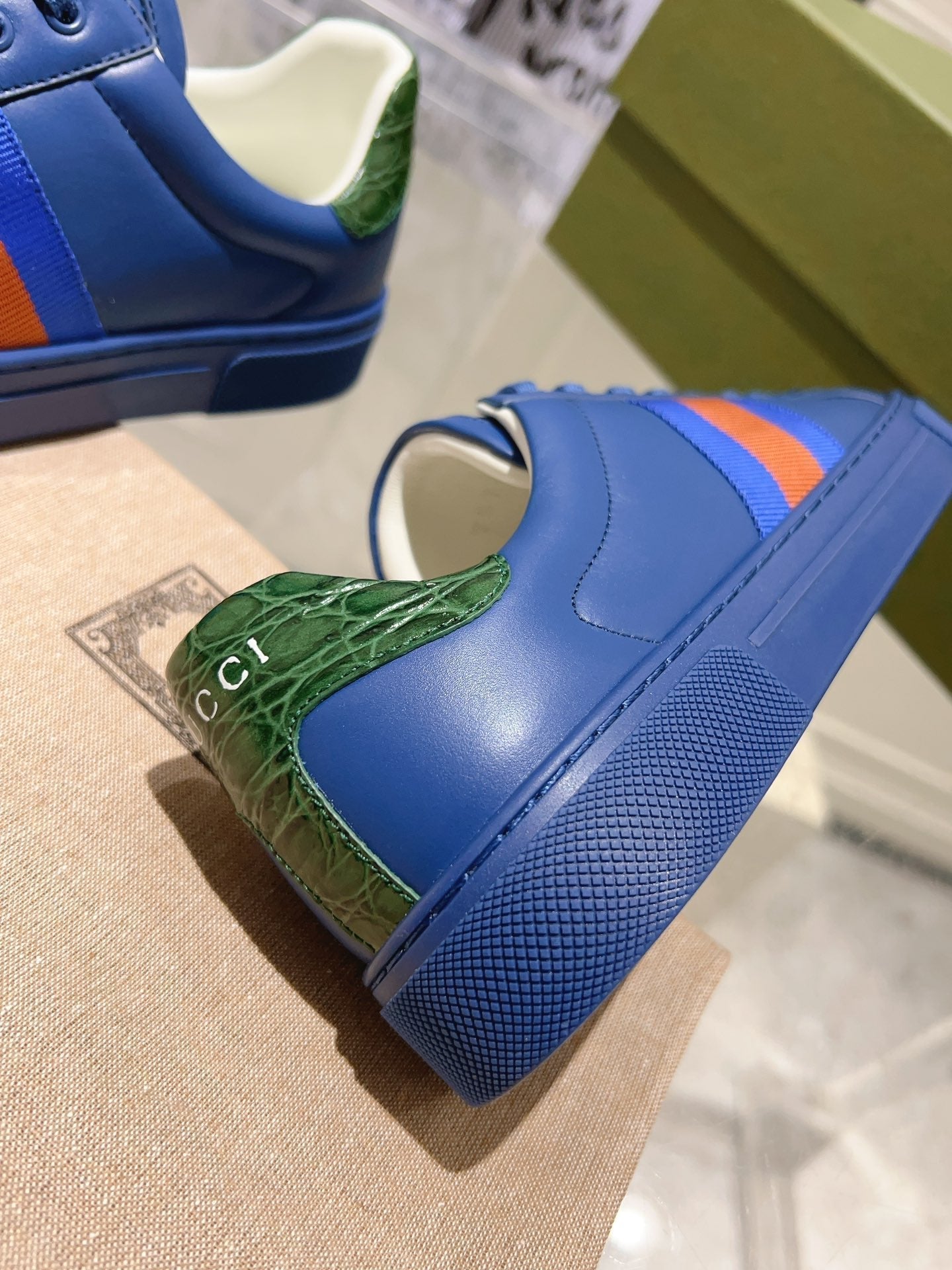 GUCCI ACE SUPREME TRAINER AZURE CALFSKIN