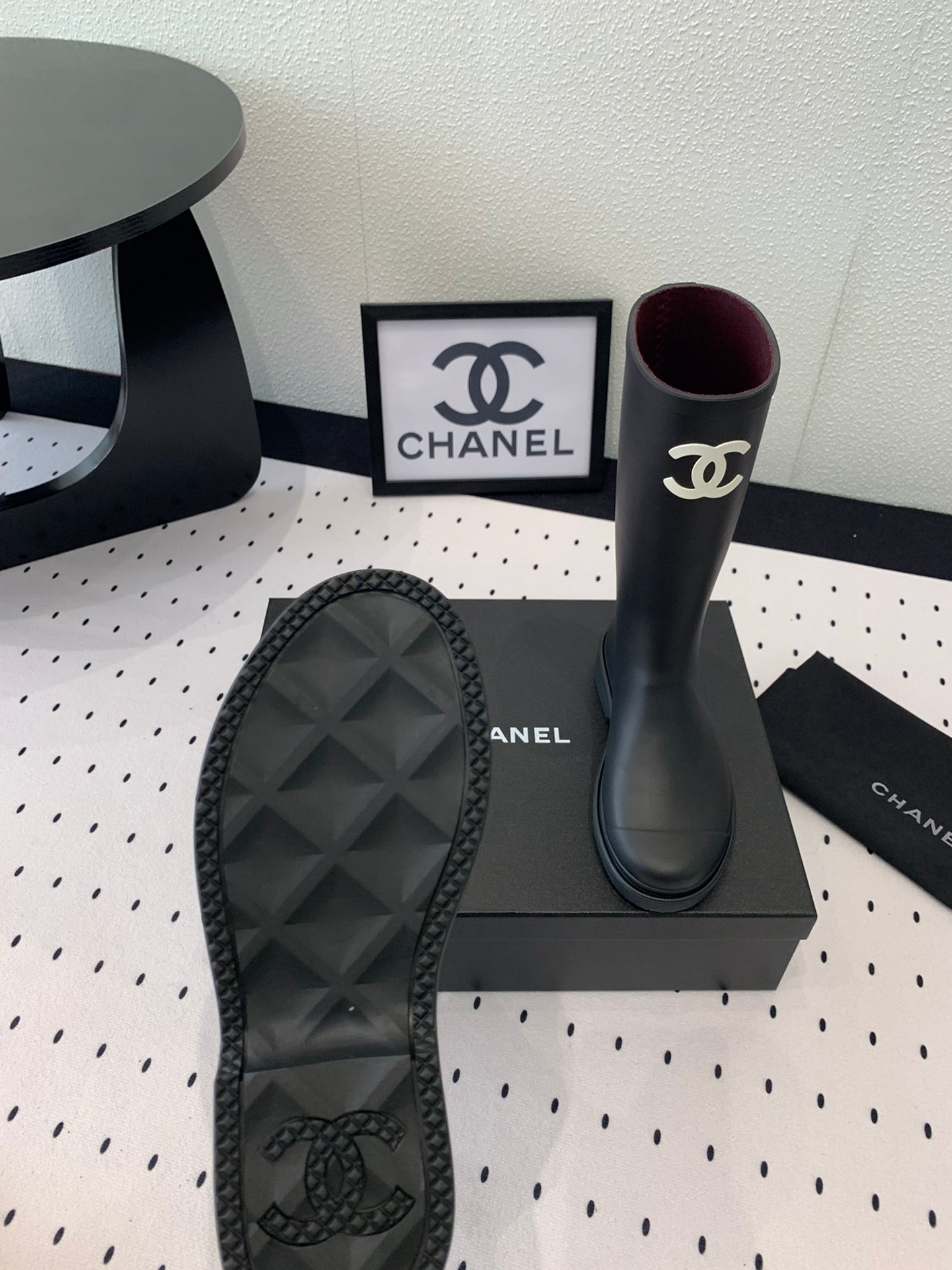 CHANEL rainboot black coler