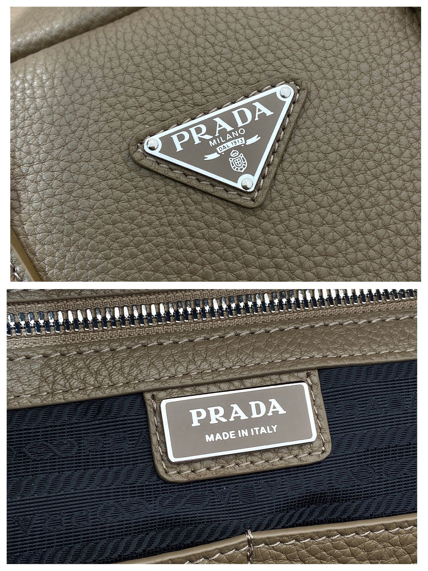 PRADA BRIEFCASE 40 IN DRIED MOSS GRAINED CALFSKIN