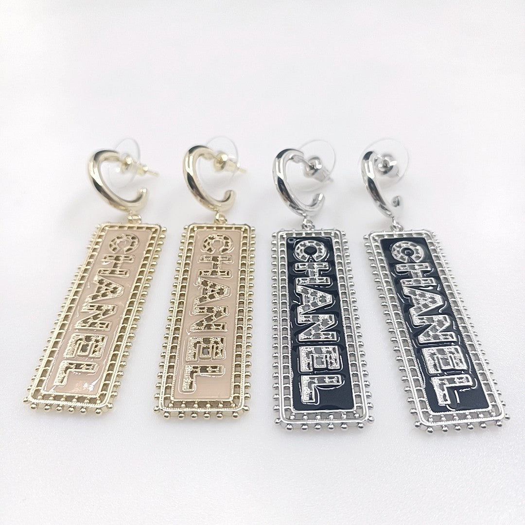 18K Chanel Typo Drop Earrings