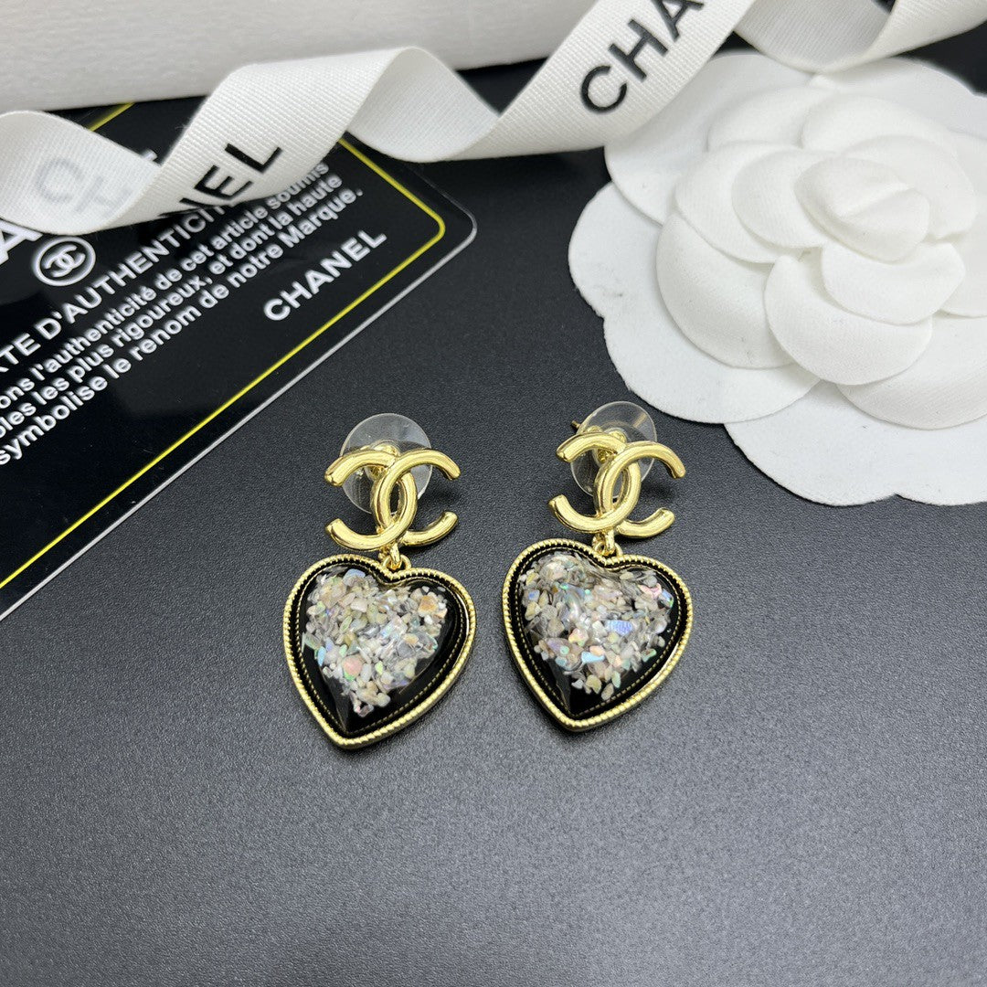 18K Chanel Multi-Color Crystals Heart Earrings