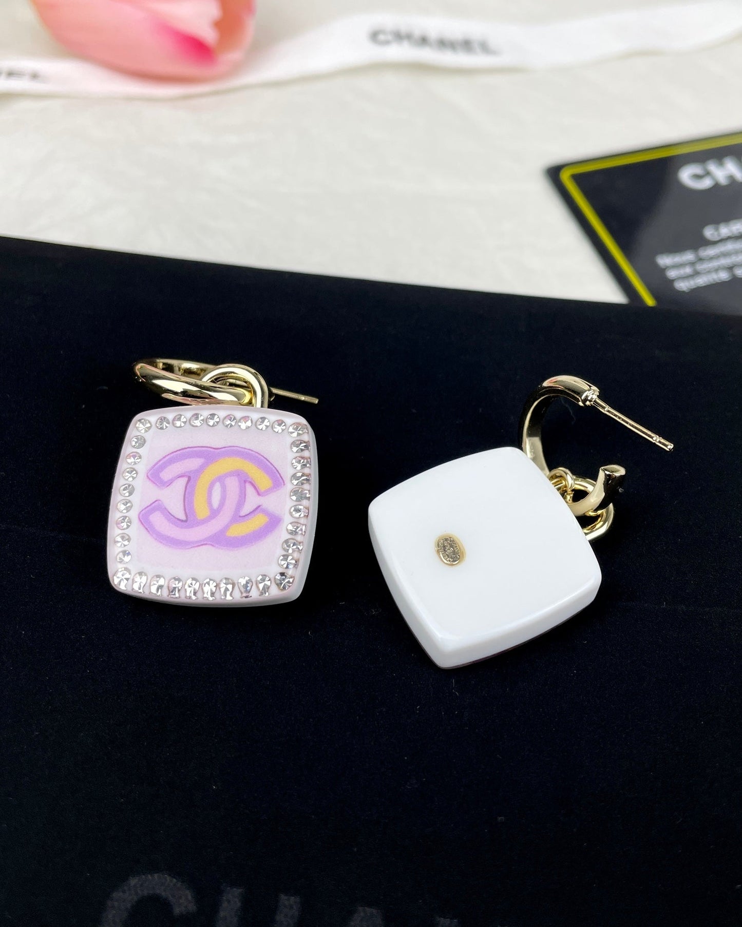 18K Chanel Pink Bottle Earrings