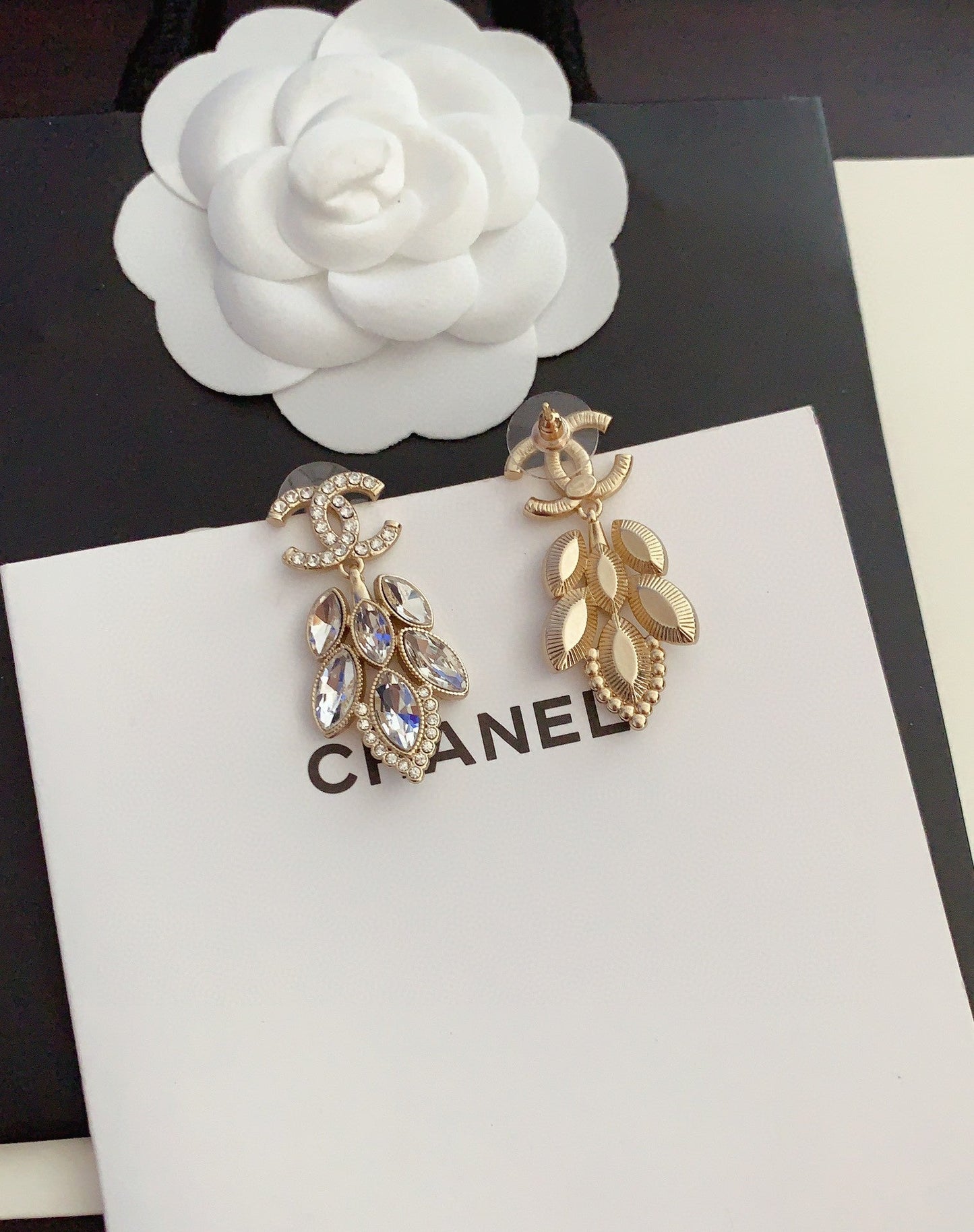 18K Chanel Crystals Pendant Earrings
