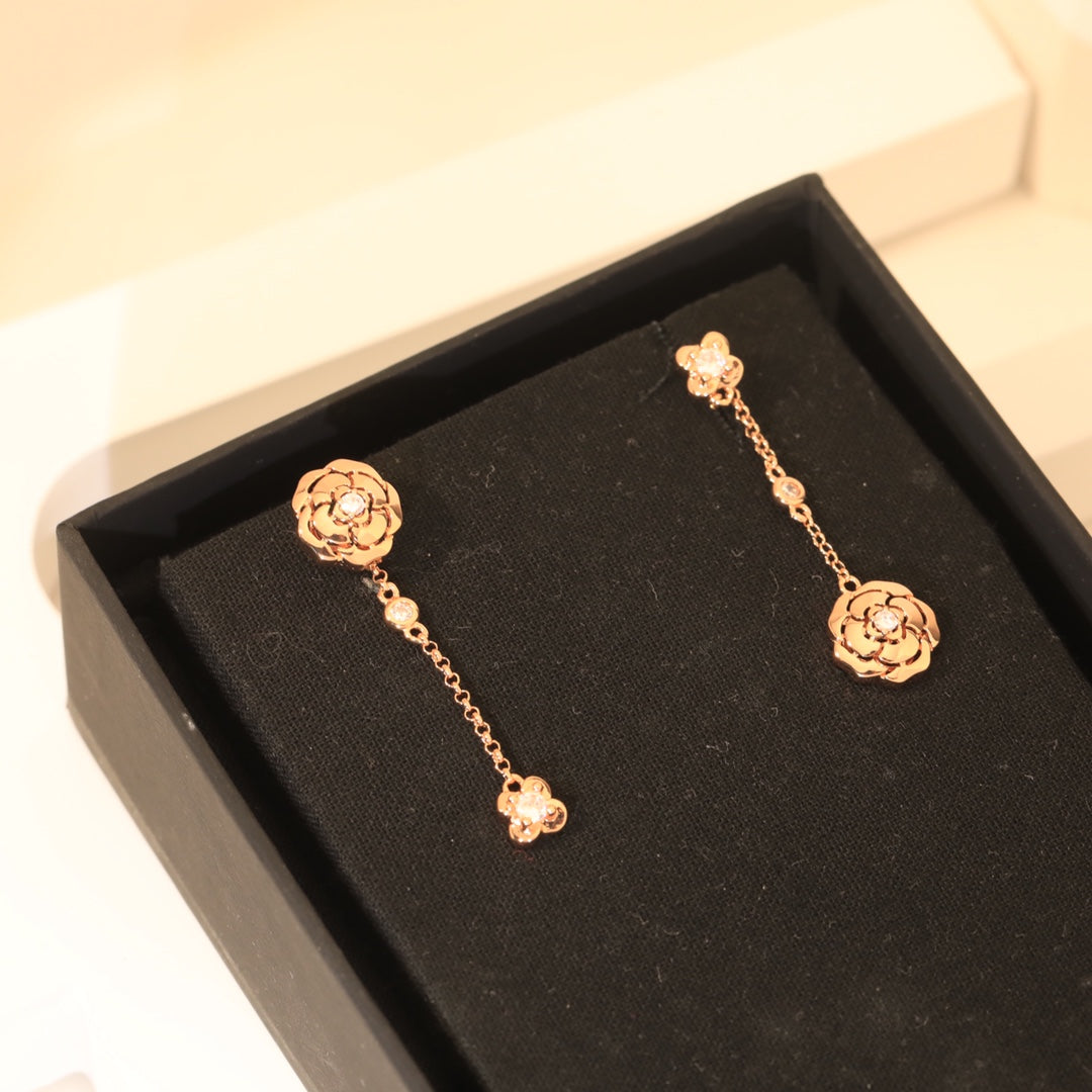 18K Chanel Camellia Earrings