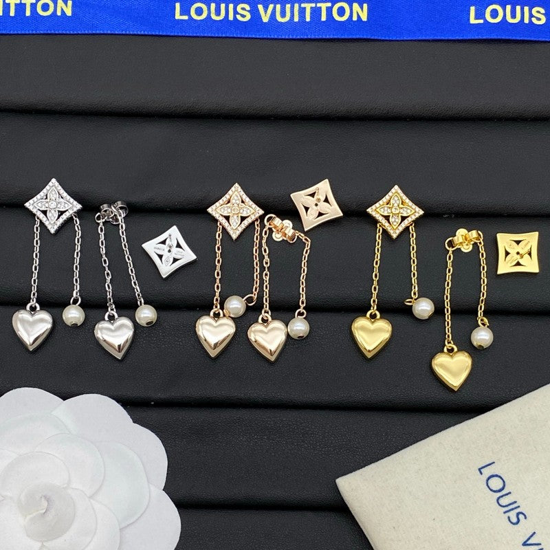 18K Louis Vuitton Pearl Diamond Drop Earrings