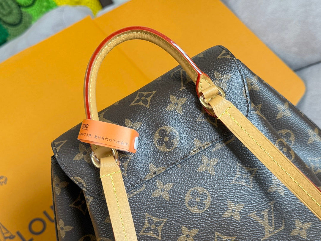 LOUIS VUITTON LV 25S MONTSOURIS 33 IN BROWN MONOGRAM CANVAS LEATHER TRIM GOLD HARDWARE