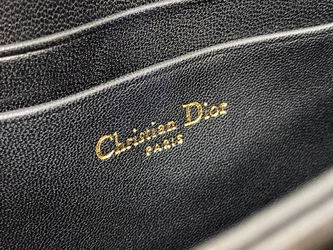 DIOR 25S TALK PHONE POUCH 21 IN BLACK CANNAGE LAMBSKIN SILVER HARDWRE
