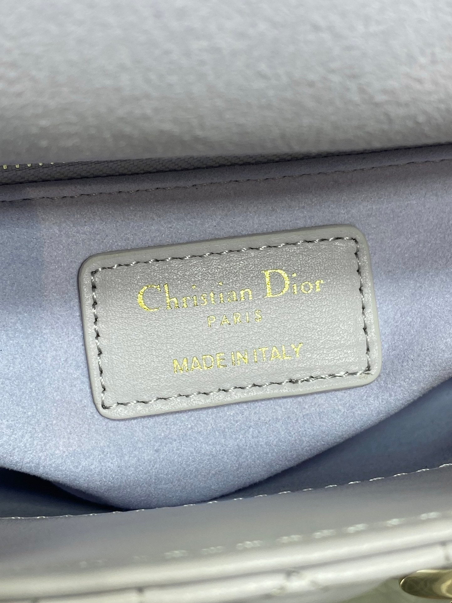 DIOR 25S MINI LADY BAG 17 IN LILAC CANNAGE CALFSKIN GOLD HARDWARE