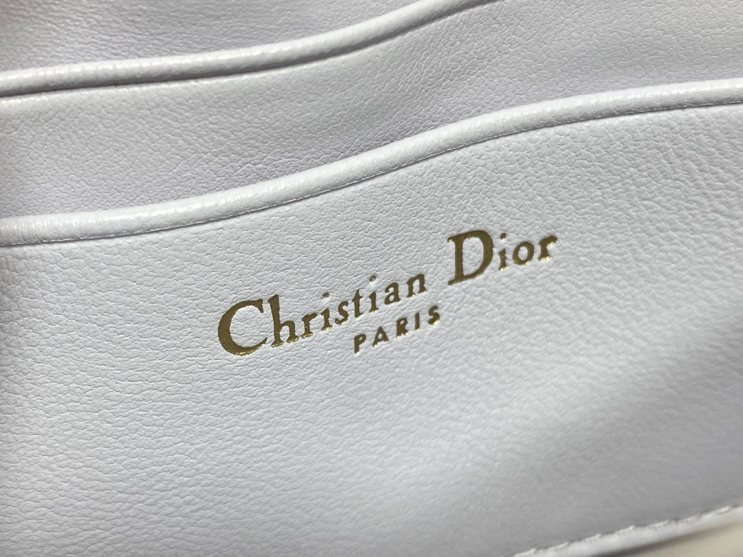 DIOR 25S TALK PHONE POUCH 21 IN PALE LILAC CALFSKIN GOLD HARDWARE