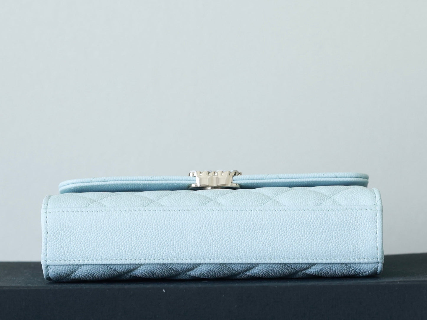 CHANEL 25S KELLY IN PASTEL BLUE LAMBSKIN WITH SILVER HARDWARE