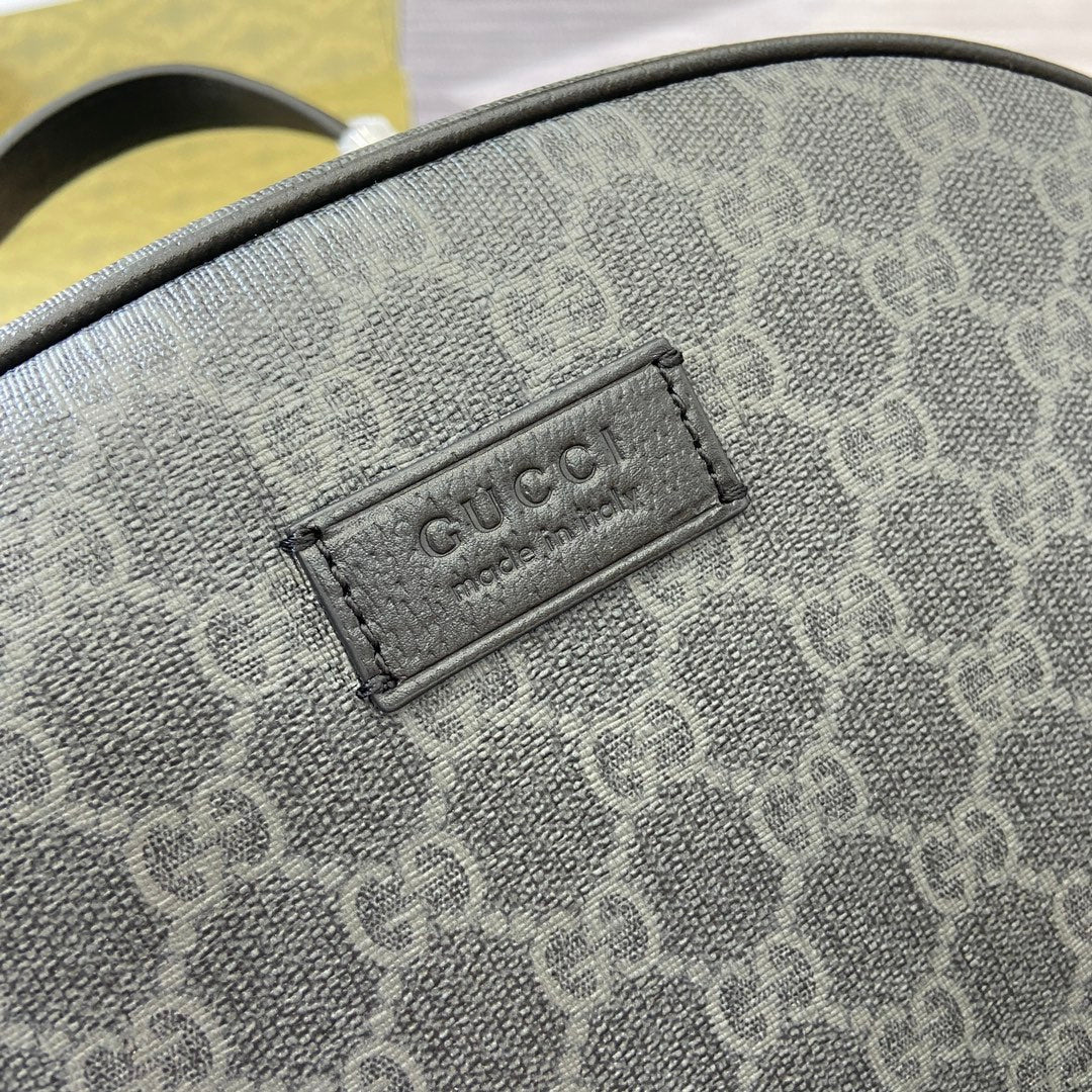 GUCCI MEDIUM 40 BACKPACK WITH TAG BLACK CALFSKIN AND CANVAS