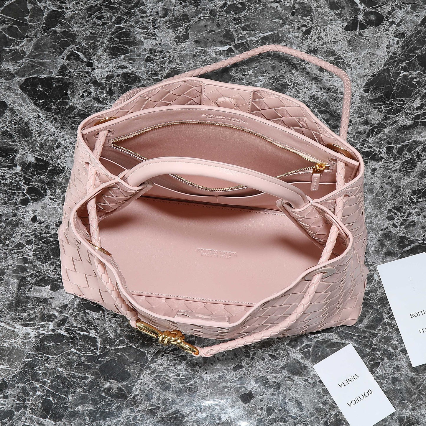 BOTTEGA VENETA MEDIUM ANDIAMO 32 IN LIGHT PINK LAMBSKIN