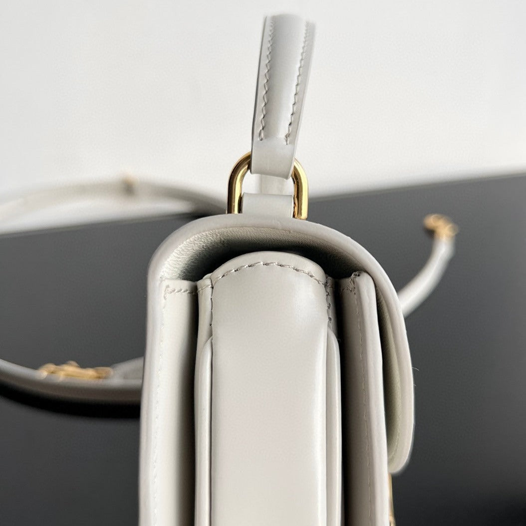 CELINE TRIOMPHE 15 White Calfskin Handbag