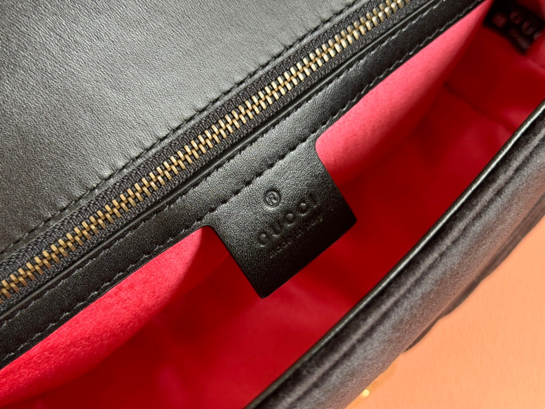 GUCCI 26S MARMONT MATELASSE 26 IN BLACK VELVET