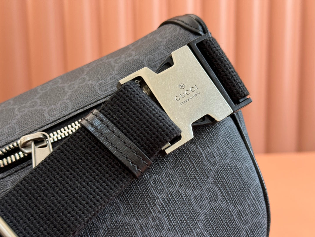 GUCCI OPHIDIA BELT BAG 28 IN DARK GREY CALFSKIN