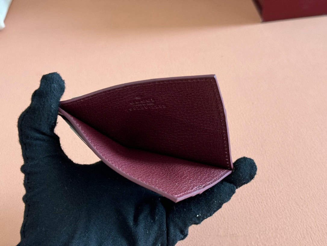 GUCCI CARD CASE 10 BICOLOR IN GREY AND RED CALFSKIN