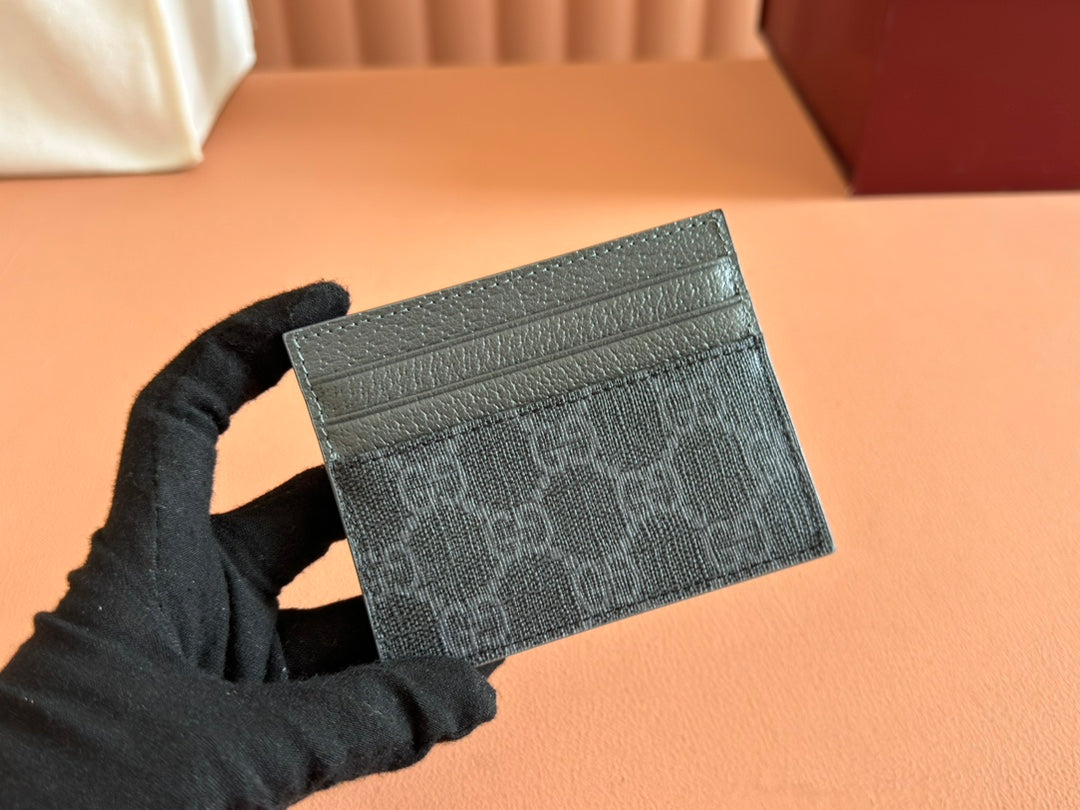 GUCCI CARD CASE 10 IN GREY CALFSKIN