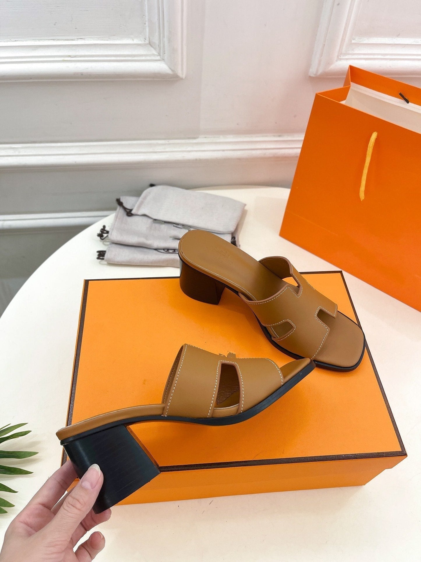 HERMES HELIA 60 SANDAL BROWN