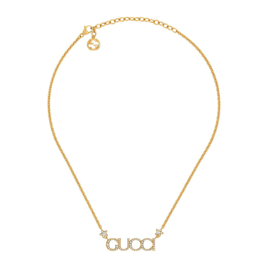 18K Double Gucci Embellished Script Letter Necklace