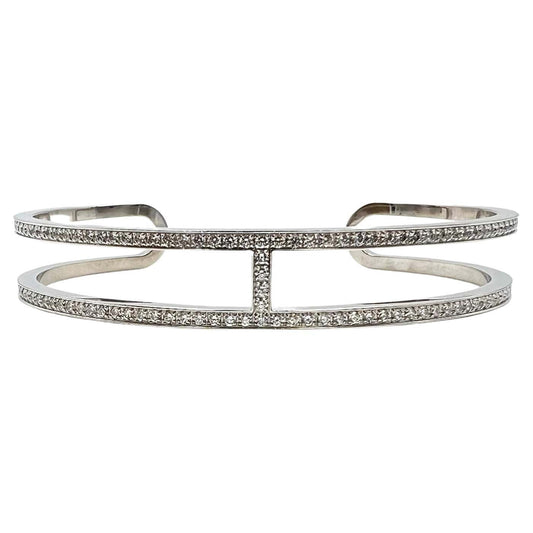 18K Ever Chain D¡¯ancre Cuff Diamond Hermes Bracelet