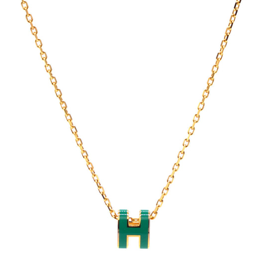 18K Mini Pop Hermes Green Necklace