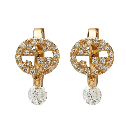 18K Double Gucci Interlocking Gucci Diamond Earrings