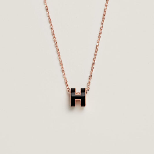 18K Mini Pop Hermes Black Necklace