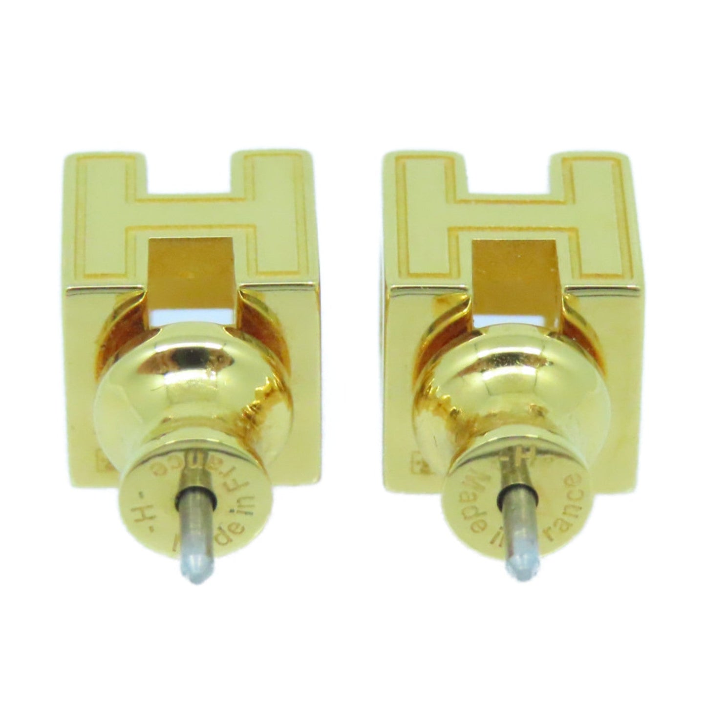 18K Cage D'H White Hermes Earrings
