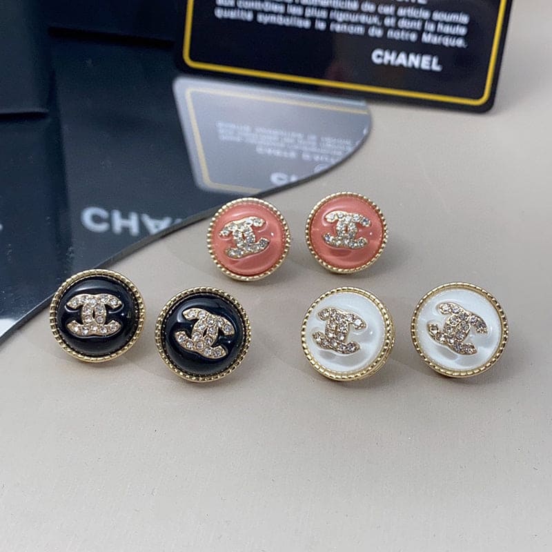 18K  Chanel Pearl Crystal Stud Earrings
