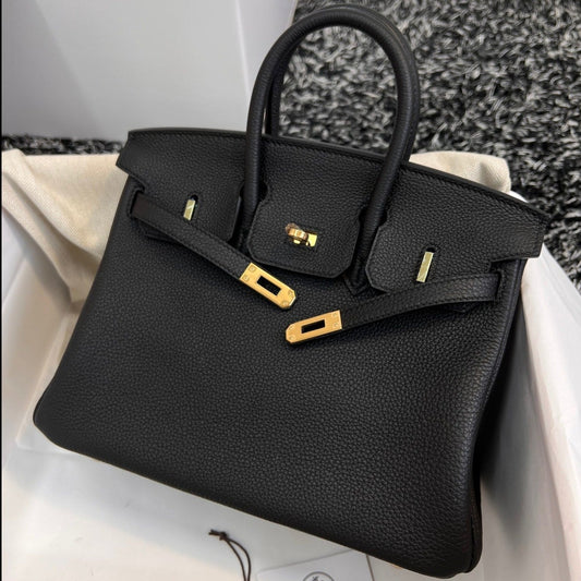 HERMES BIRKIN 25CM BLACK TOGO LEATHER GOLD HARDWARE