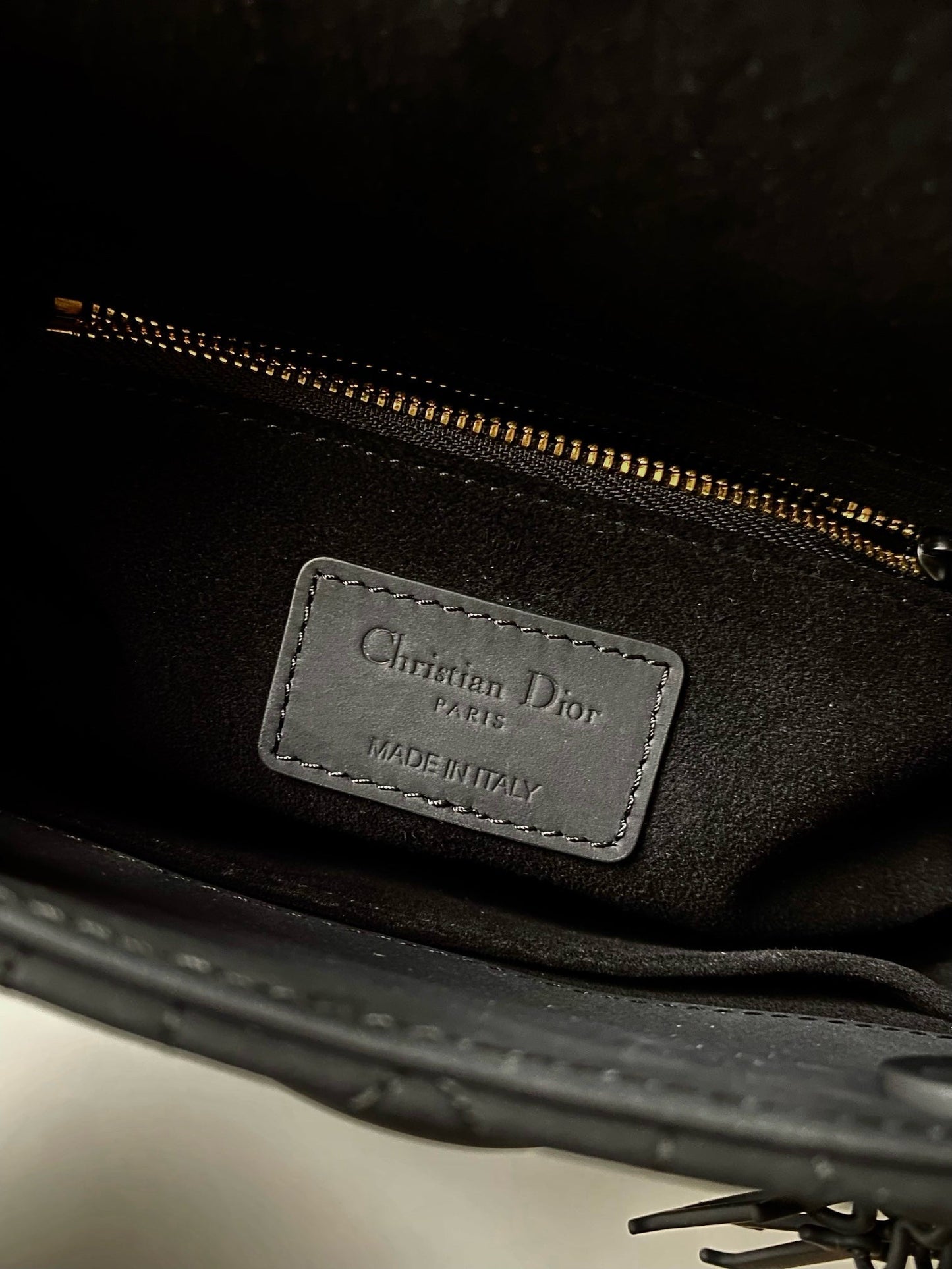 DIOR SMALL LADY 20 MY ABC ALL BLACK LAMBSKIN