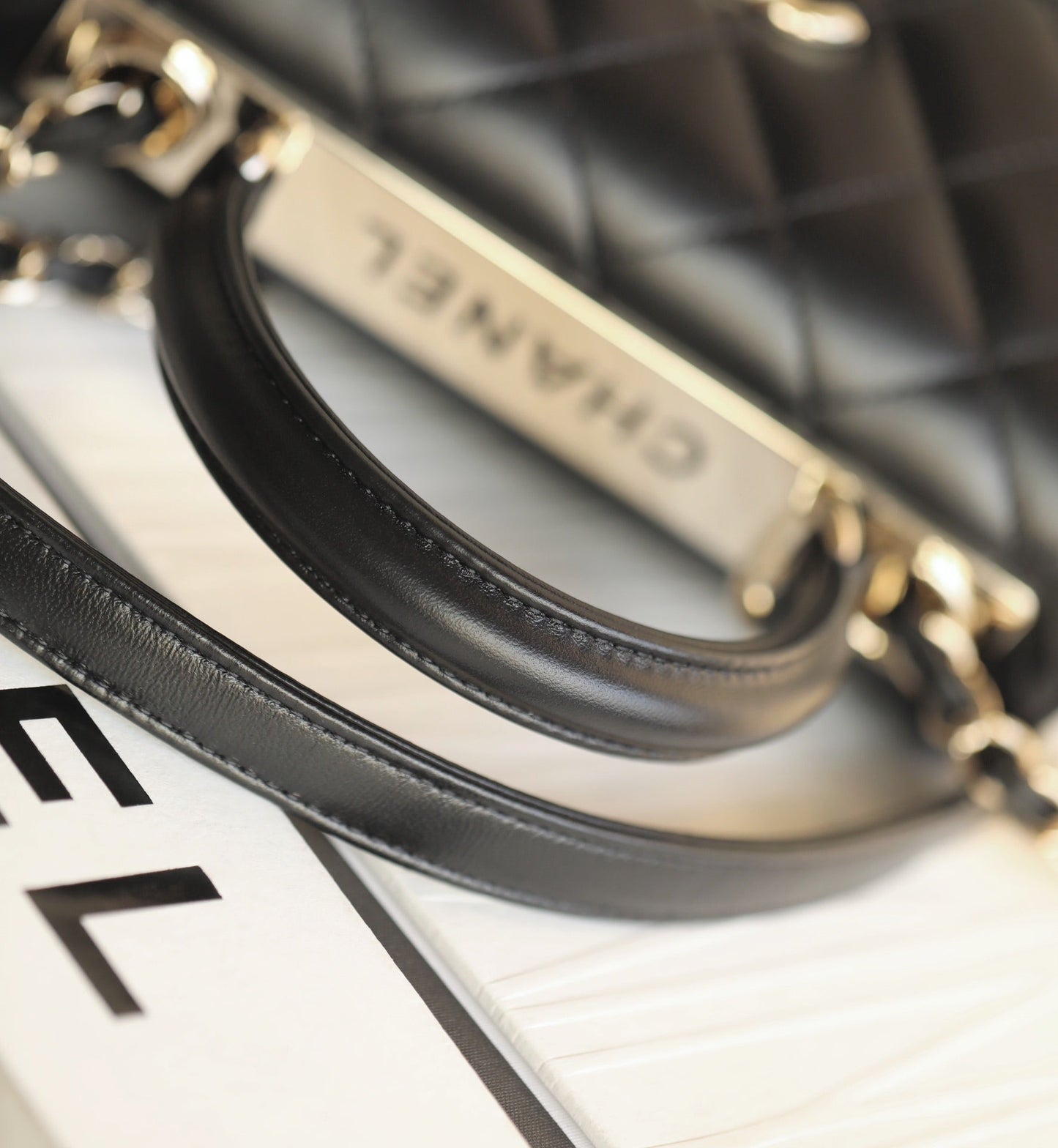 CHANEL TRENDY 20CM BLACK LAMBSKIN GOLD HARDWARE