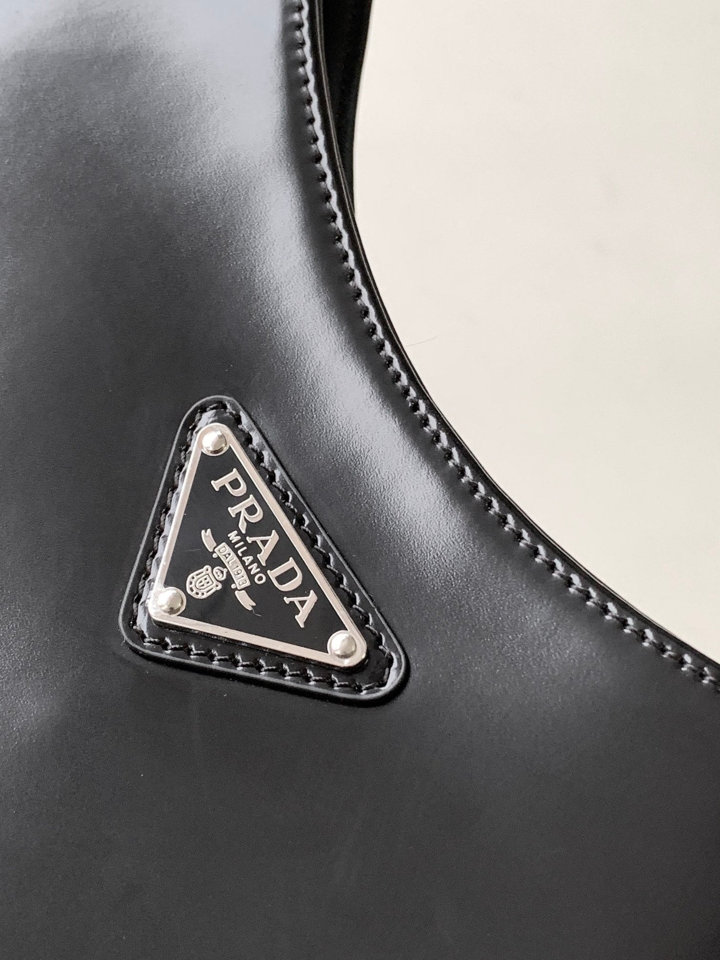 PRADA CLEO 30 BLACK BRUSHED LEATHER SHOULDER BAG