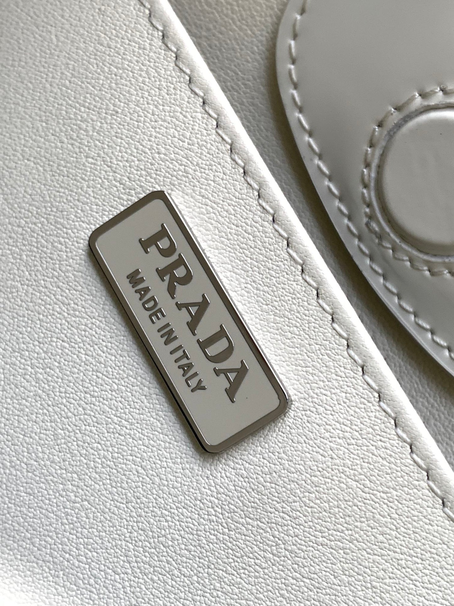 PRADA CLEO 30 WHITE BRUSHED LEATHER SHOULDER BAG