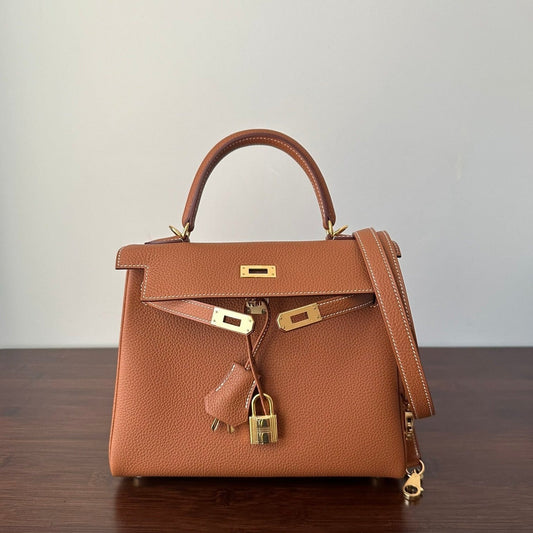 HERMES KELLY 25CM GOLD TOGO GOLD HARDWARE