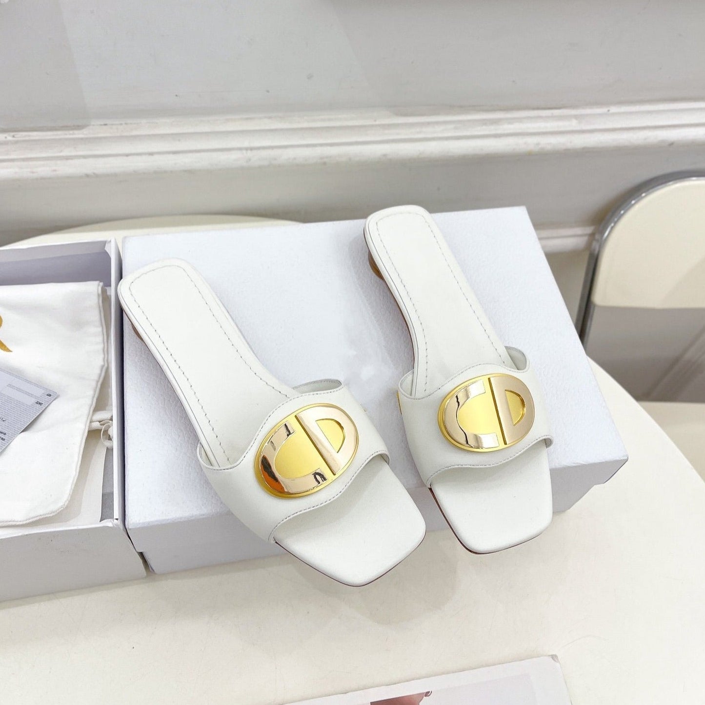 DIOR CD FOREVER HEELED 1.5CM WHITE