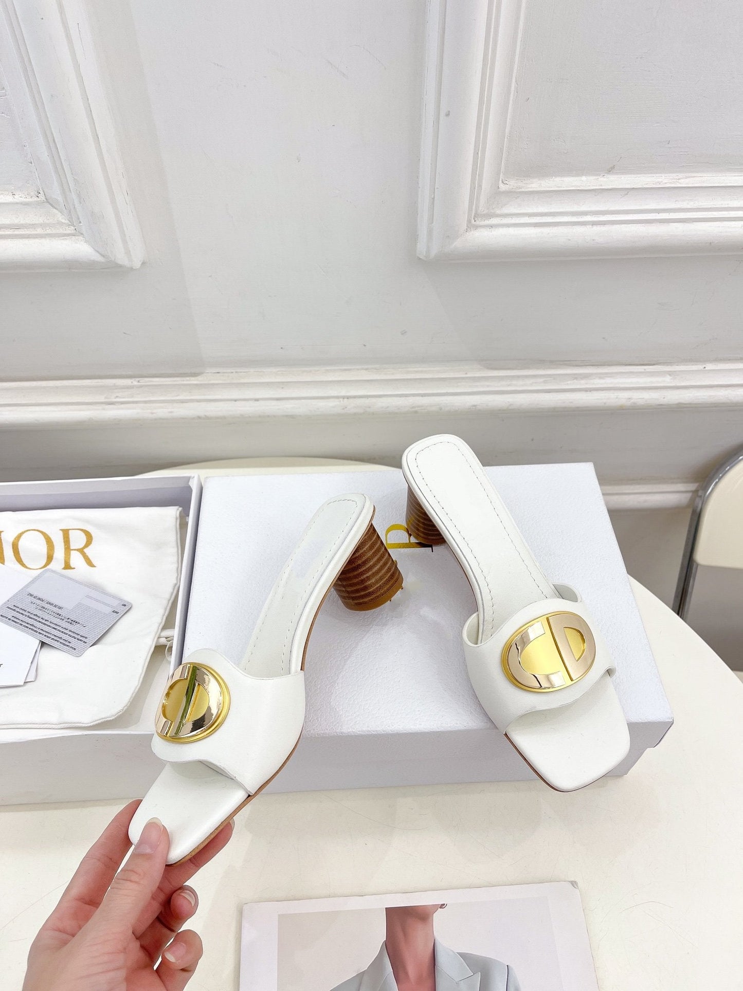 DIOR CD FOREVER HEELED 5CM WHITE