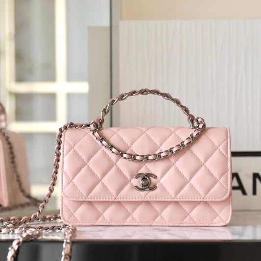 CHANEL WOC 18.5 PINK LAMBSKIN SILVER HARDWARE
