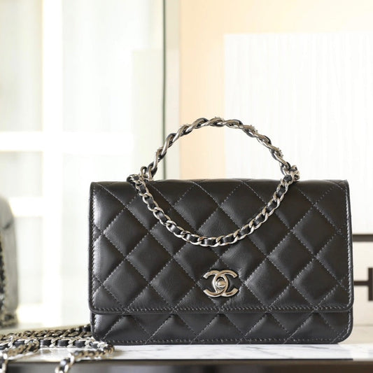 CHANEL WOC 19 BLACK LAMBSKIN SILVER HARDWARE