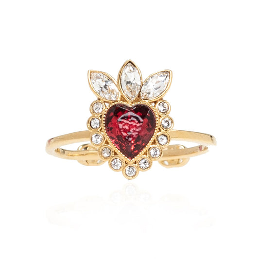18K Double Gucci Crystal Heart Ring