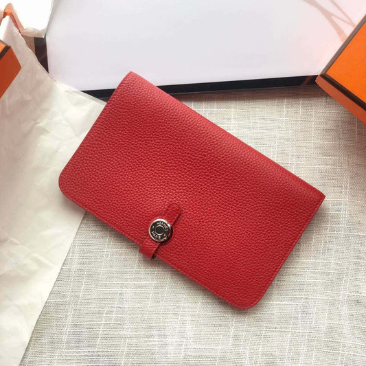 HERMES Dogon Wallet 20 Red Togo Shw